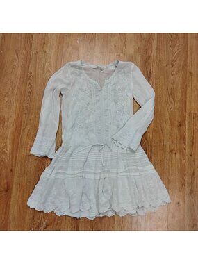 Chelsea Violet Womens M Long Sleeve Cotton Embroidered Dress Blue Fairy Coquette